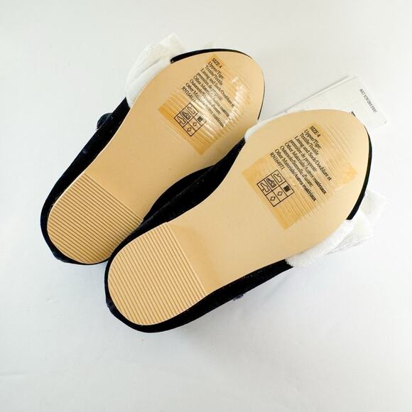 Janie and Jack Velvet Bow Ballet Flats- Size 4 Toddler Girl. Black/White Holiday - Picture 6 of 6